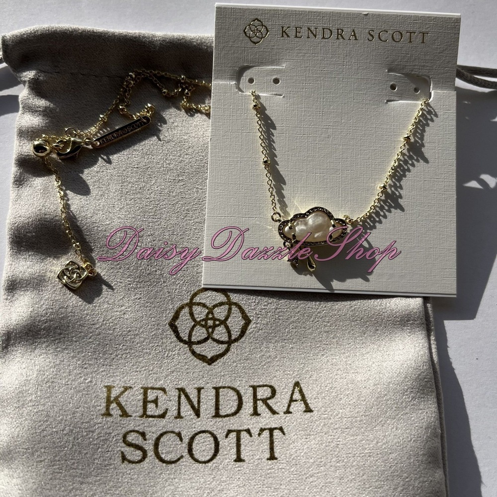 ✨New Kendra Scott Celeste Cloud Gold Short Pendant Necklace 🌧️ - Picture 2 of 7